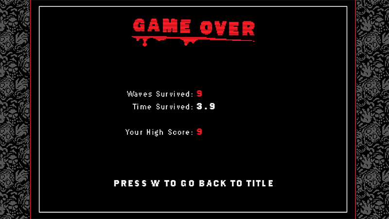 Game over screen with statistics