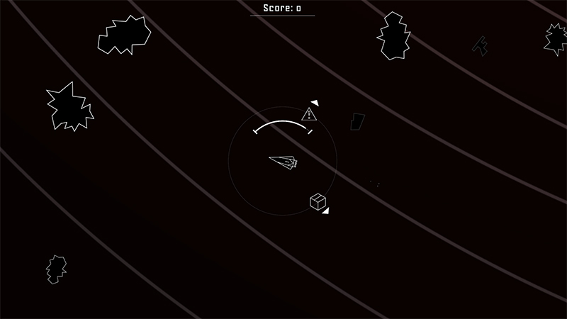 Ship navigation interface with fuel meter and goal direction indicators