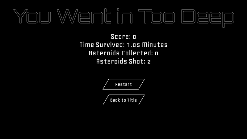 Game over screen with statistics