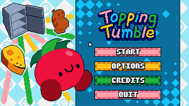 Title screen with logo and buttons