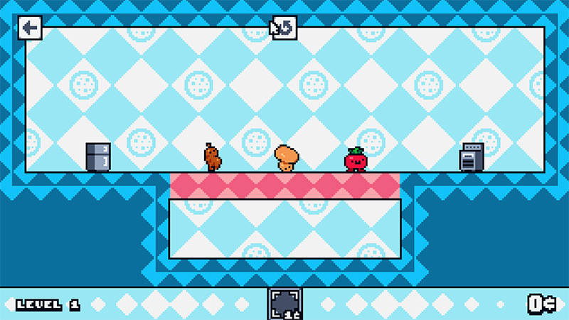 First level with ingredients crossing a player-made bridge