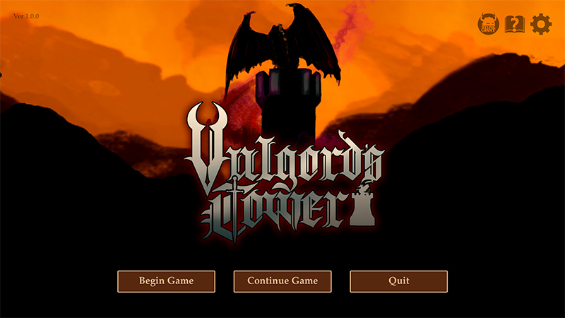 Title screen with logo and buttons